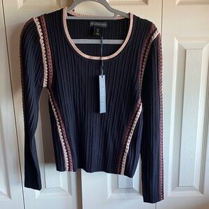 House of Harlow 1960 NWT Crochet detailing Long Sleeve Scoop neck Knit Top Lge